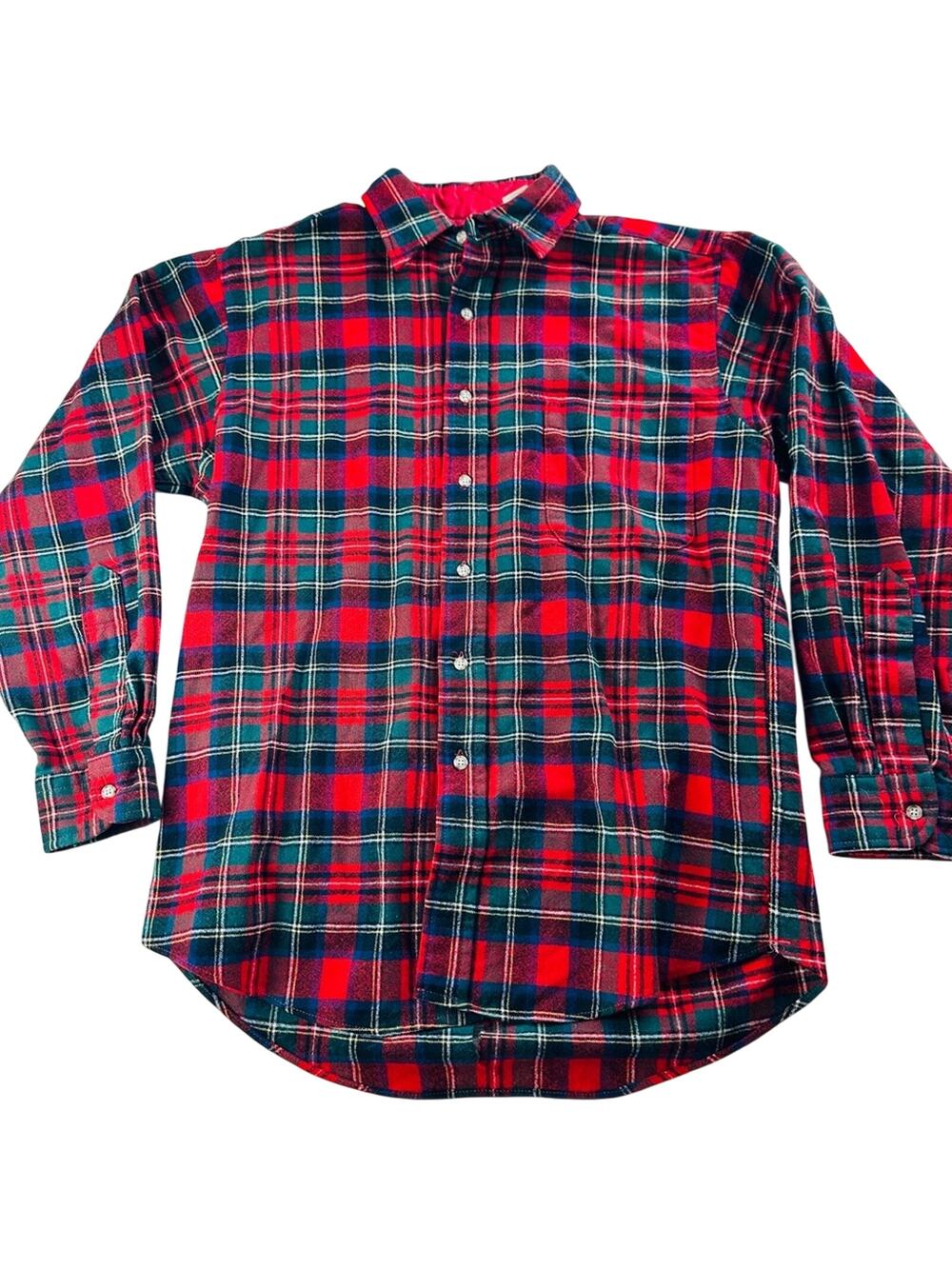 Vintage Pendleton 100% Virgin Wool Plaid Button Down Shirt - Red Blue Green